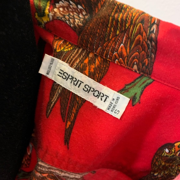 Vintage Esprit Sport Flannel Shirt, Hawk Theme, Red, Size S - Picture 3 of 5